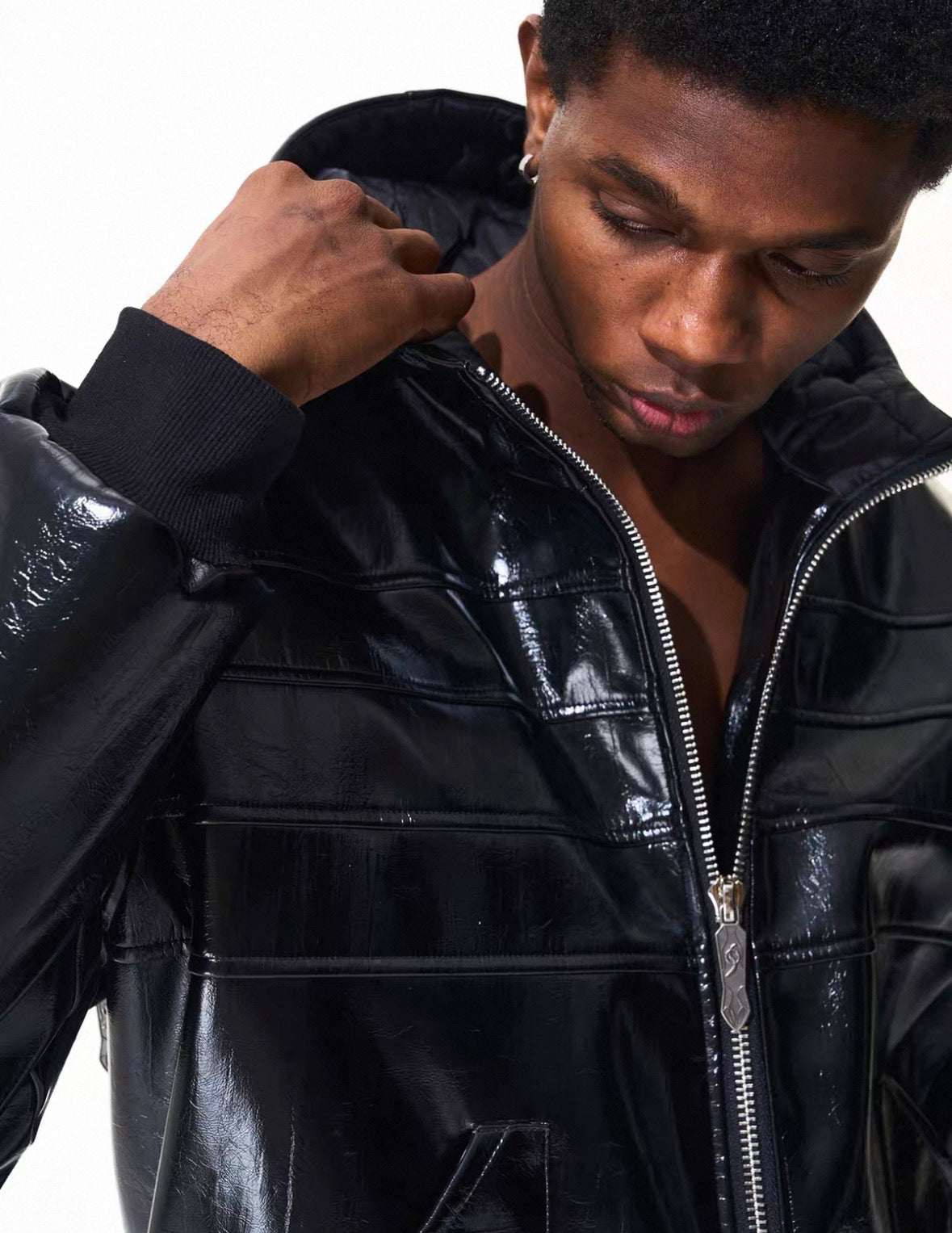 FOURTH3EX PU Leather Short Jacket