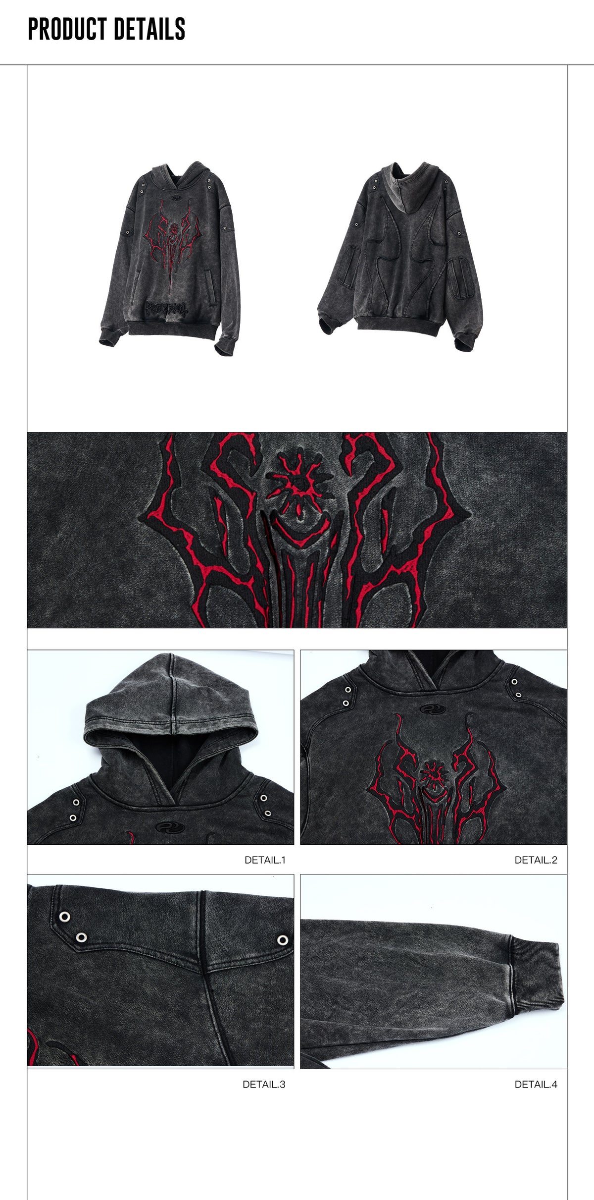 Washed Totem Embroidered Hoodie