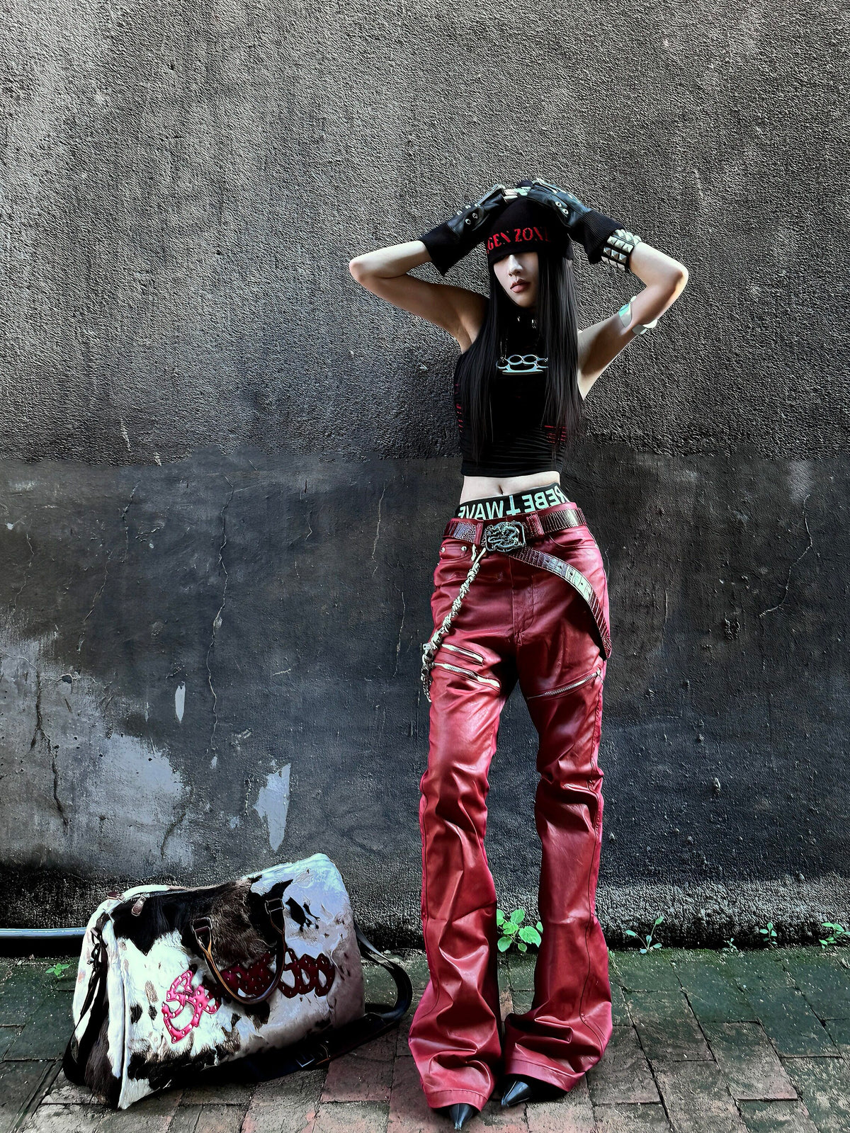Cow Print Cowhide Boston Bag