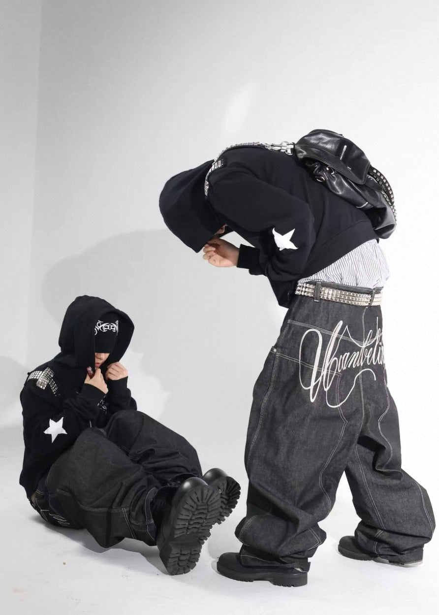 UCANTBELIKEME Back Logo Baggy Denim