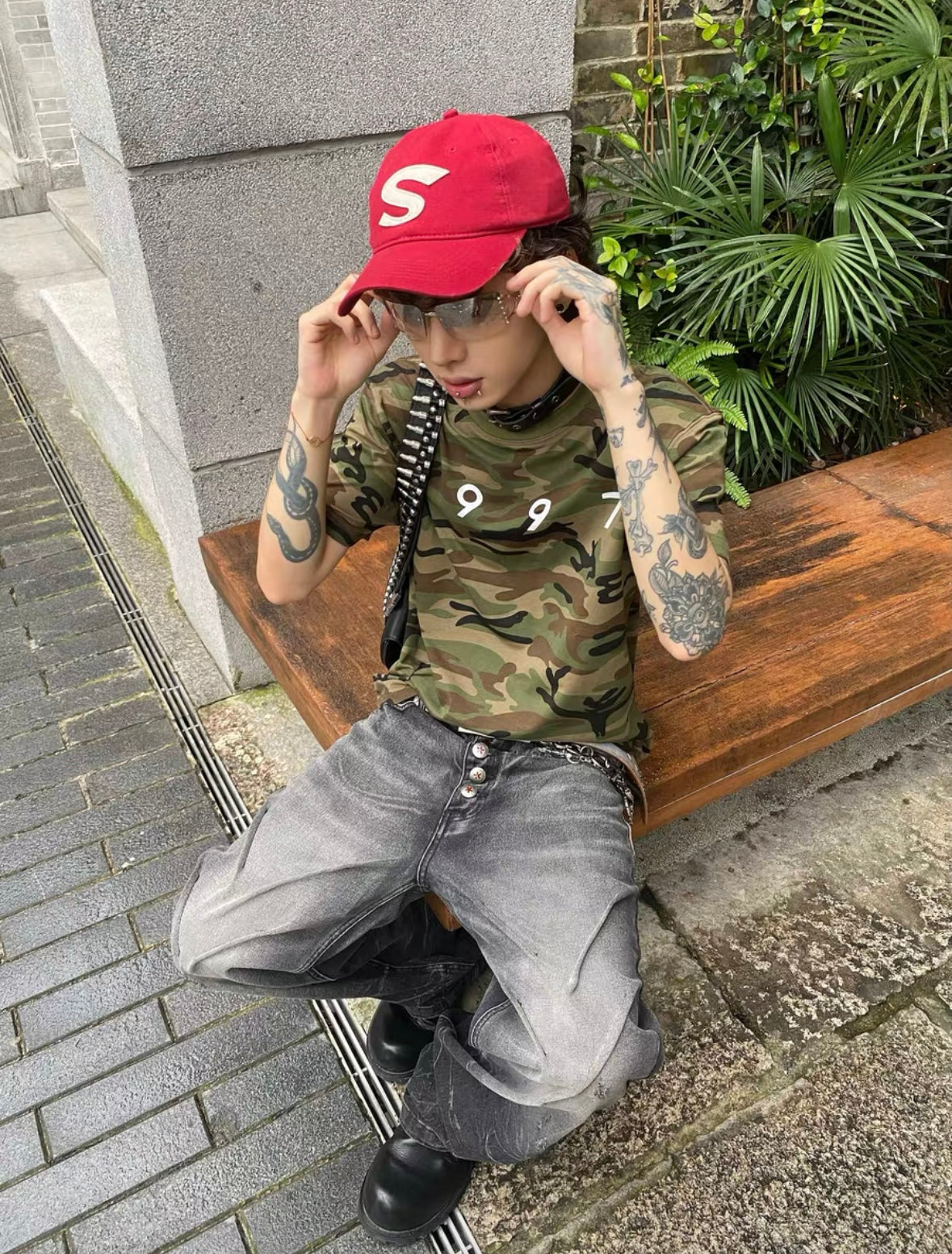 NO E MOSEN Washed Black Baggy Jeans