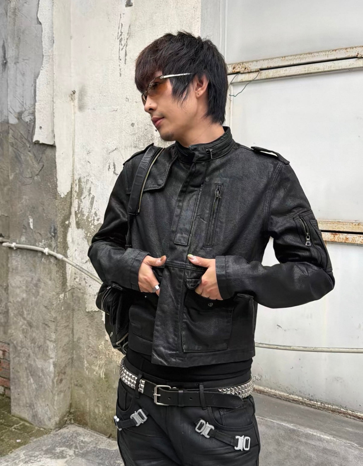 Black M65 Inspired Cropped Padded Denim Jacket
