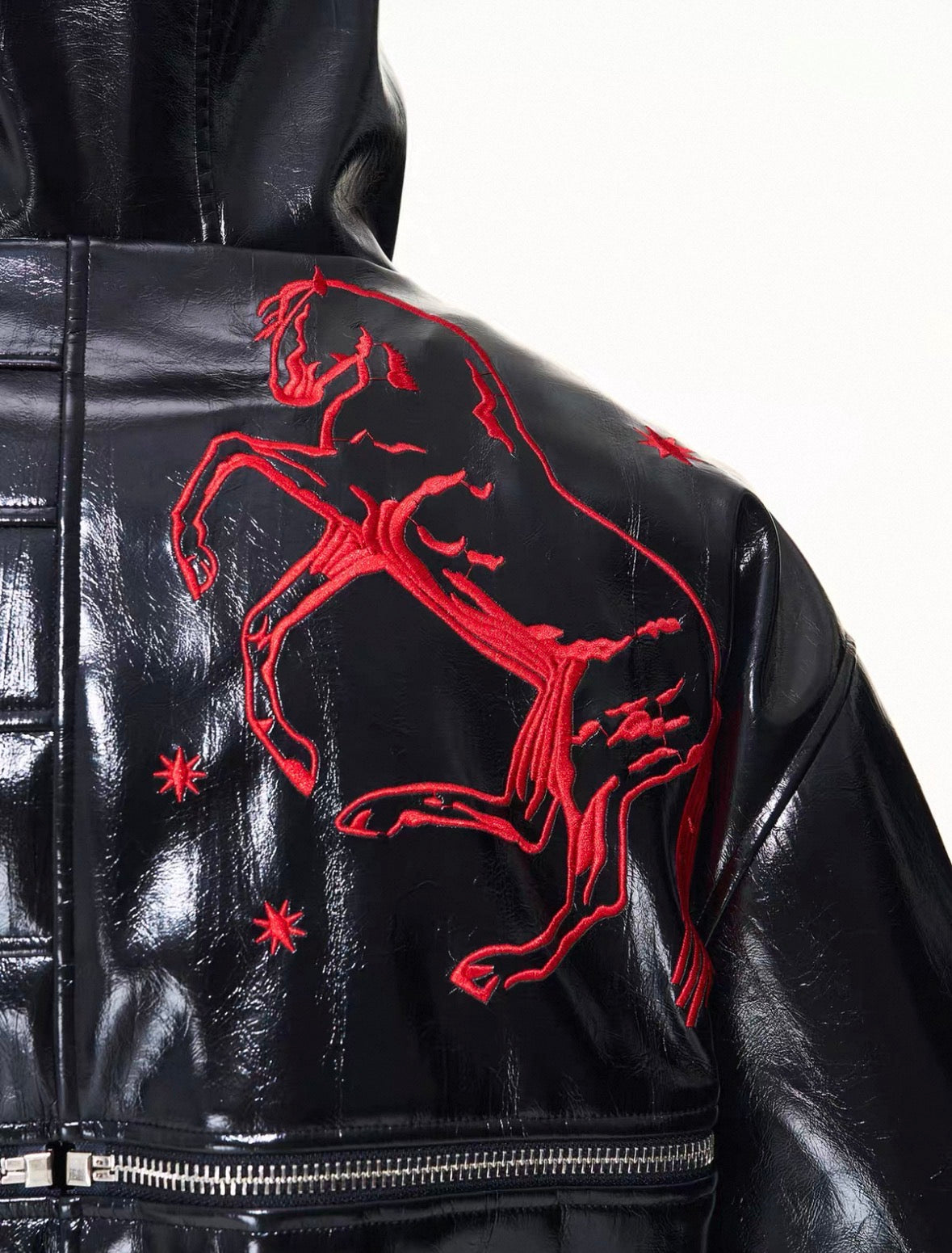 FOURTH3EX PU Leather Short Jacket