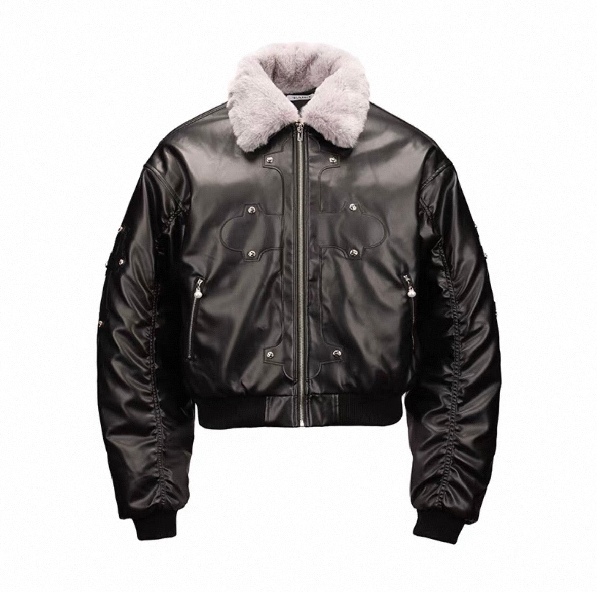 PAIKI PU Leather Bomber Jacket