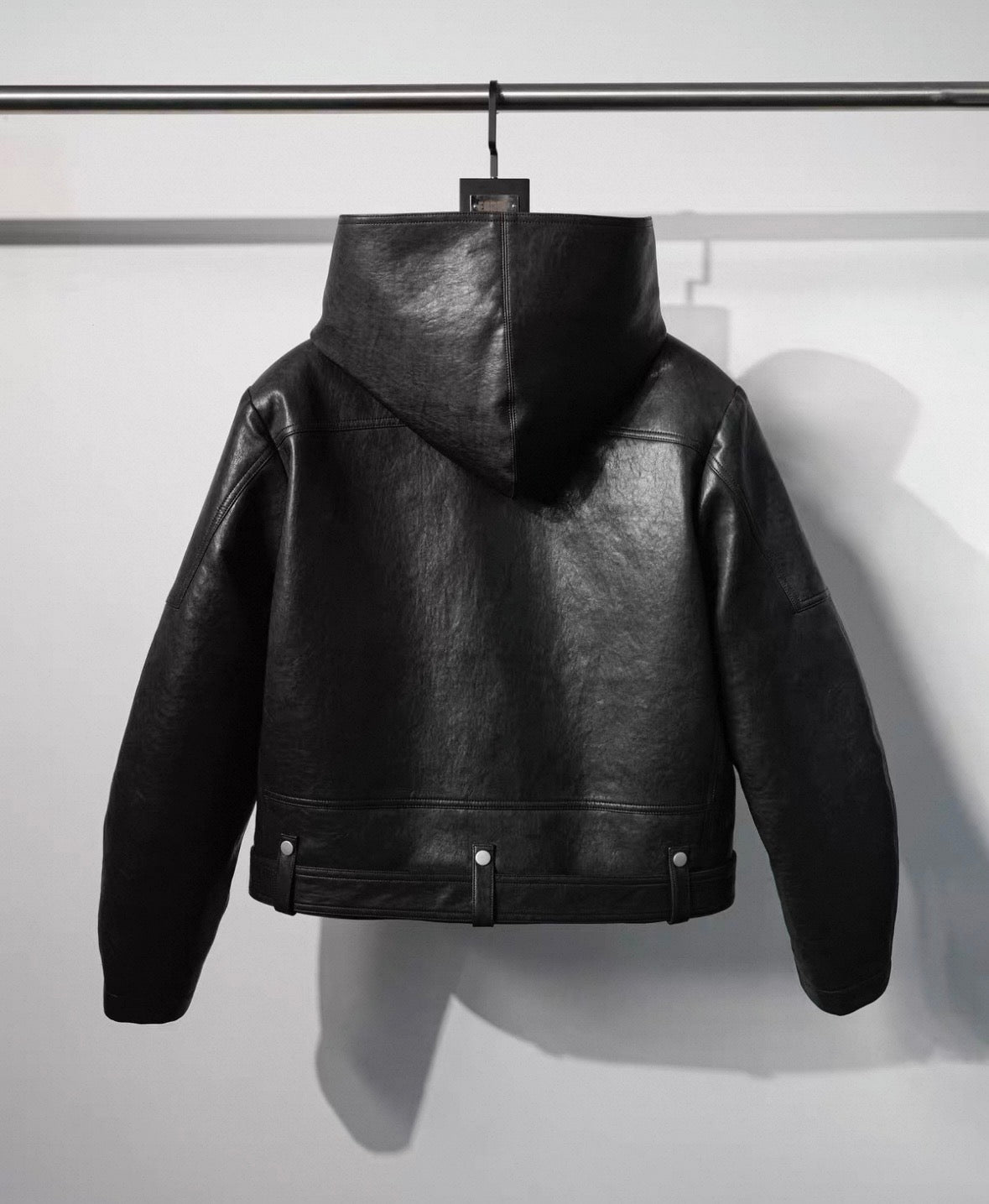 EODUP High Neck PU Leather Jacket