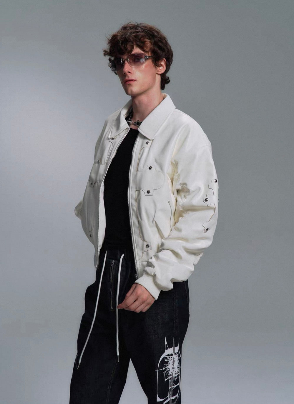PAIKI PU Leather Bomber Jacket