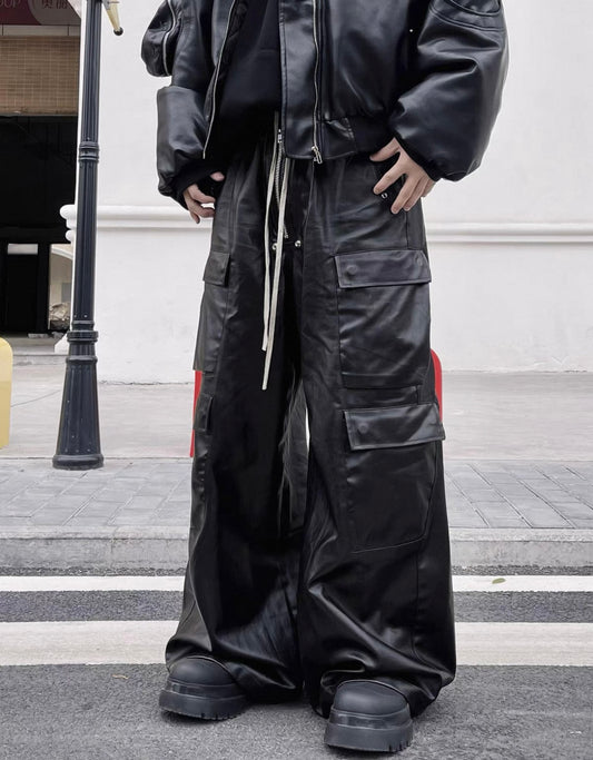 BLACKLISTS Leather Cargo Pants