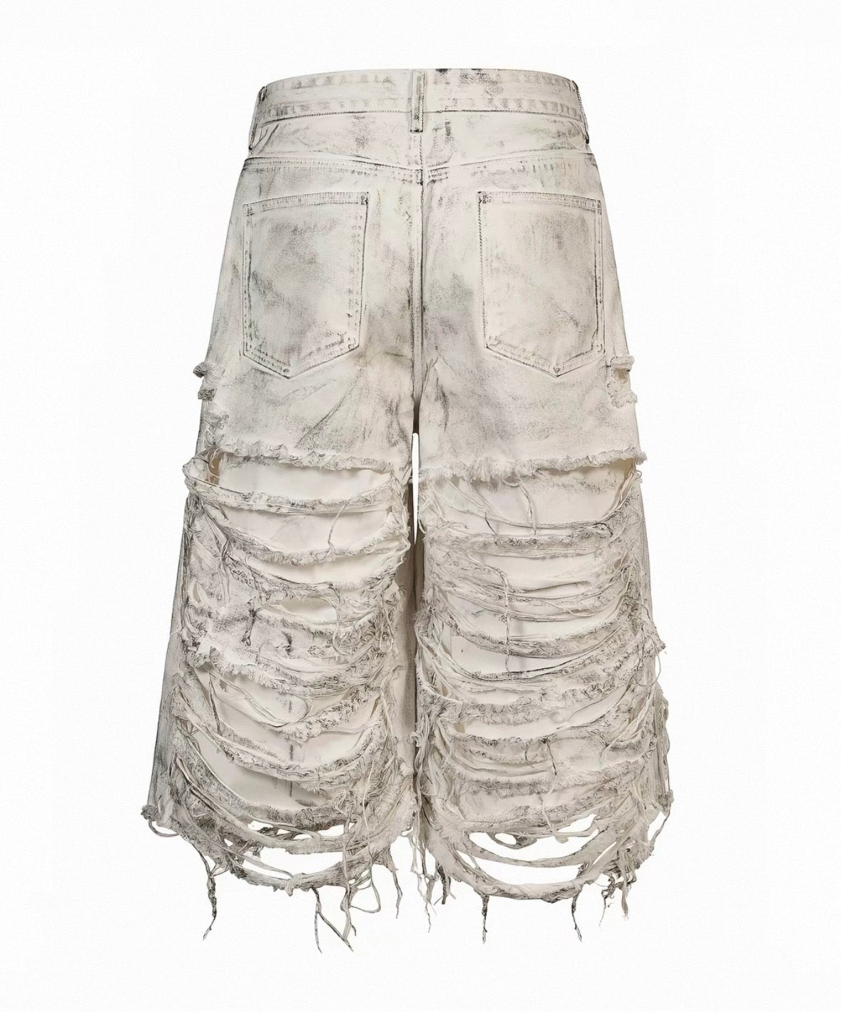 Distressed Waxed Denim Shorts