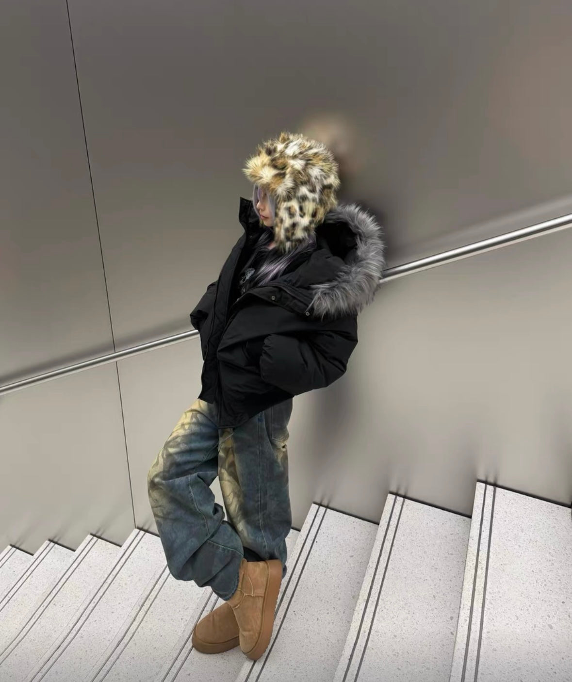 99CLUB Leopard flight cap