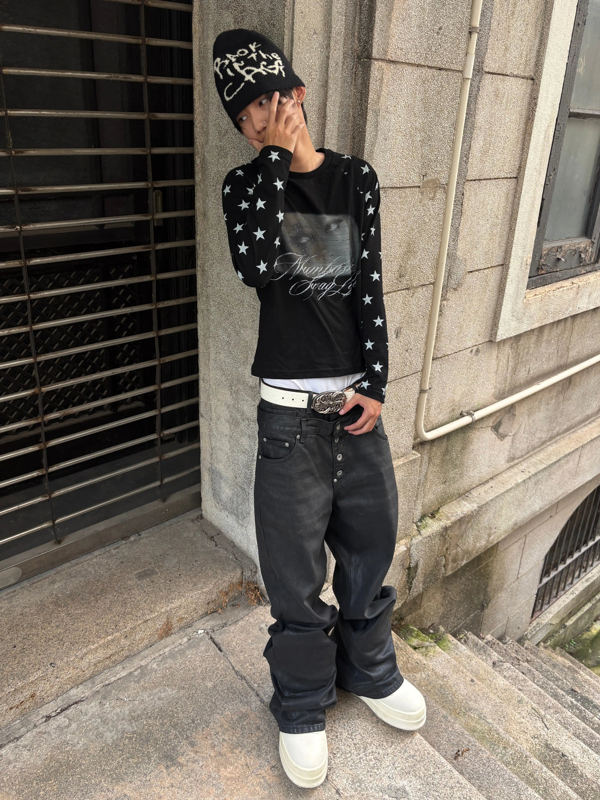 Star Sleeve Graphic Raglan Long Sleeve T-Shirt