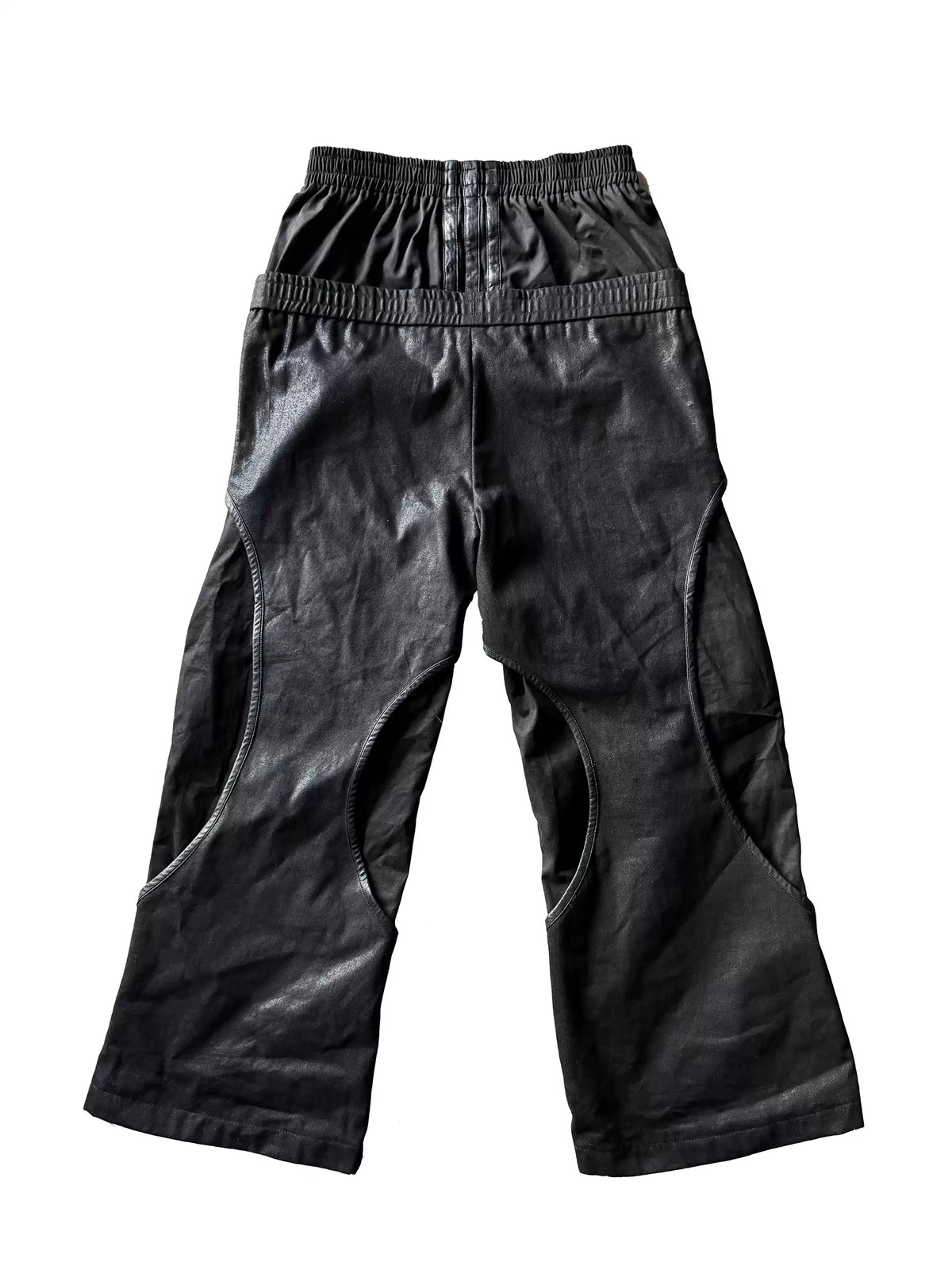 Deconstructed Double Waist Cross Print Baggy Track Pants
