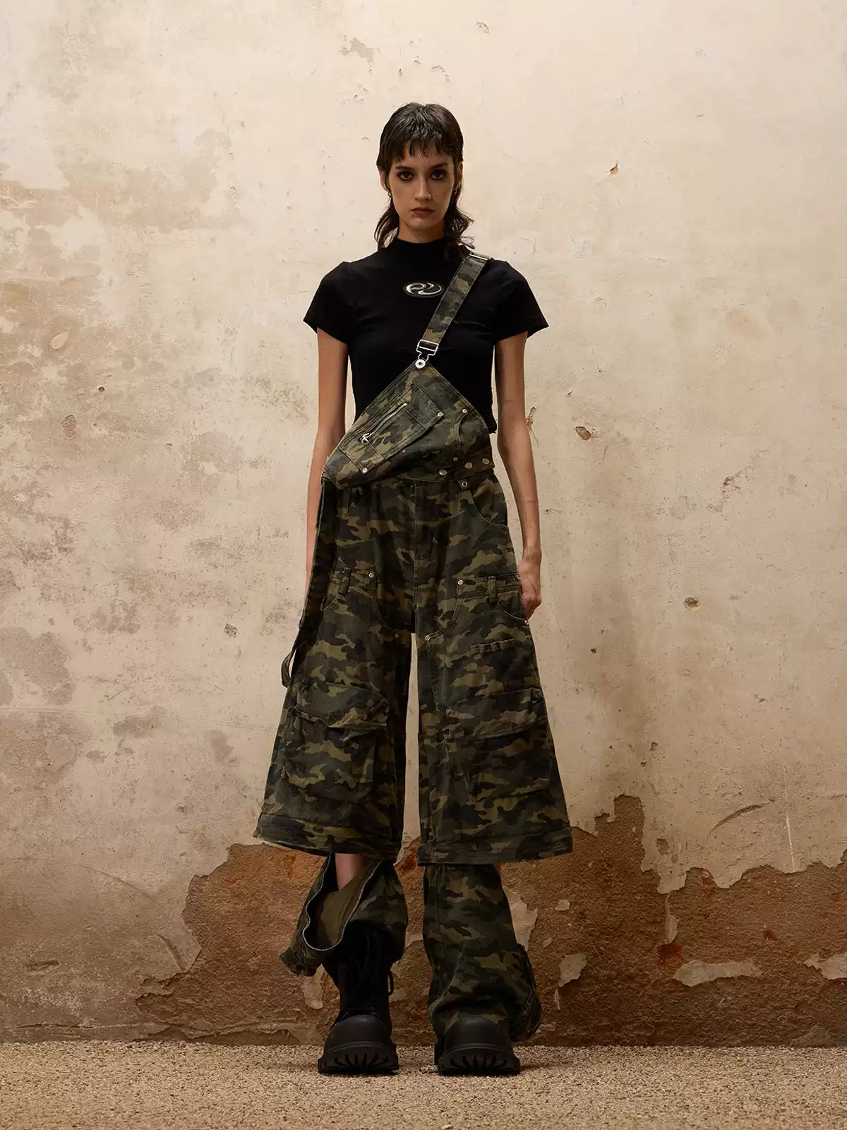3-in-1 Detachable Suspender Camo Cargo Pants