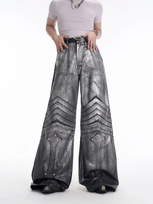 STARTEXCEEDEND Silver wide pants
