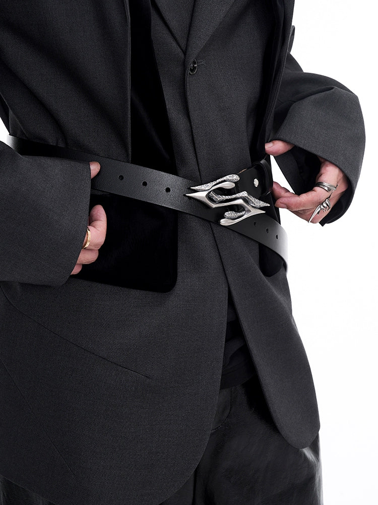 STARTEXCEEDENDオリジナルニッチメタルレターカスタム2層牛革ベルトメンズ高品質本革ベルト