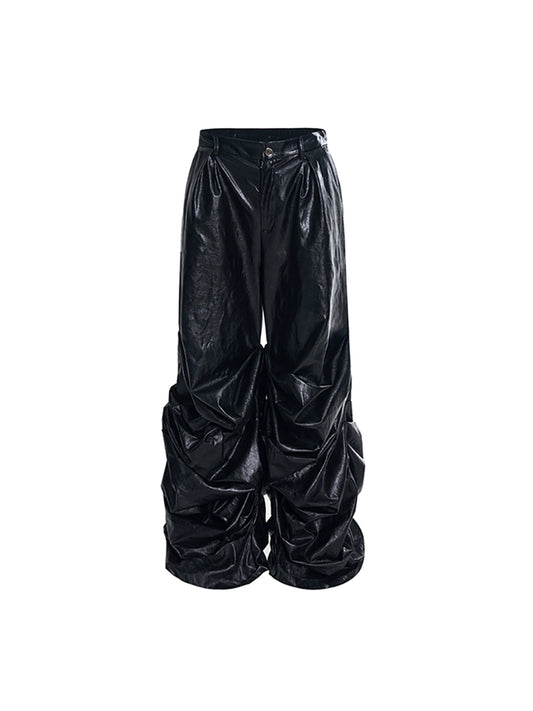 STARTEXCEEDEND Pleats Wide Leather Pants