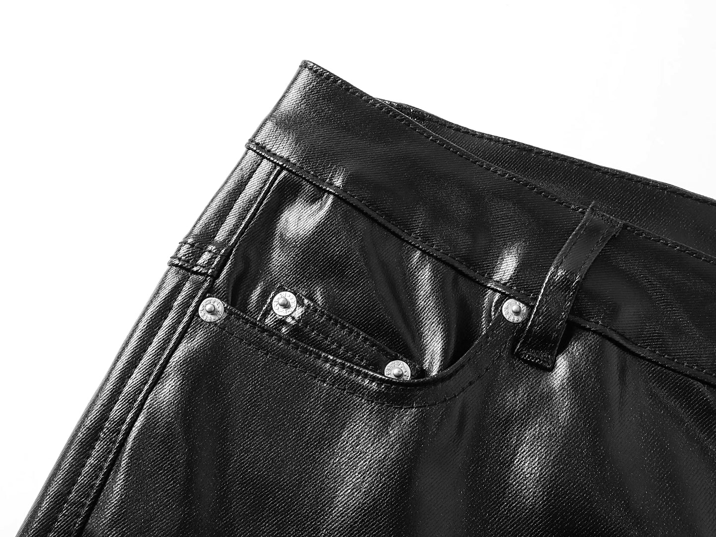 Liquid Metallic Coated Flared Jeans