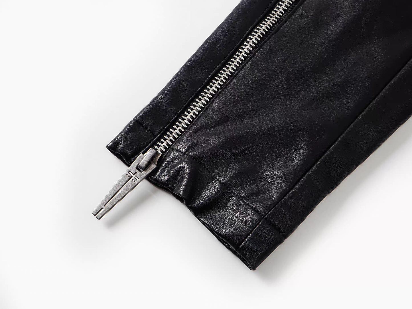 Double Zip Paneled Stand Collar Faux Leather Jacket