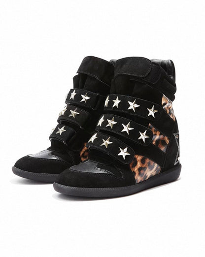 Vintage Leopard Platform Sneakers