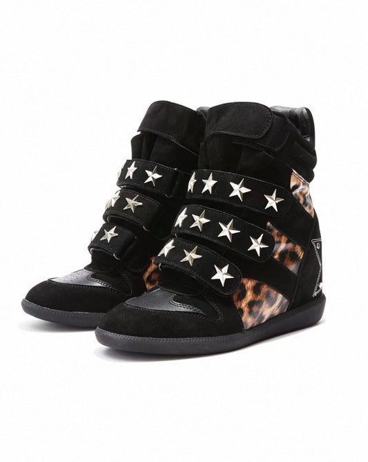 Vintage Leopard Platform Sneakers
