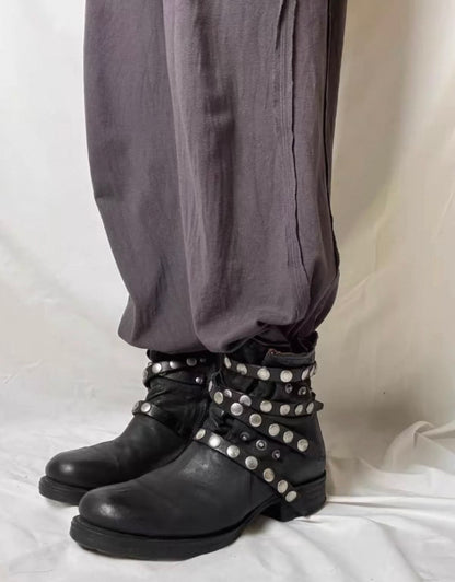 Vintage Studded Leather Engineer Boots