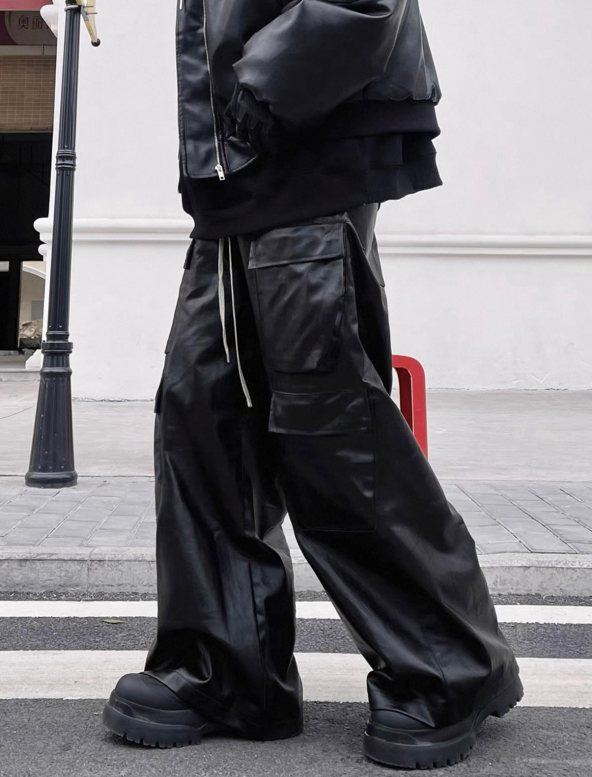 BLACKLISTS Leather Cargo Pants