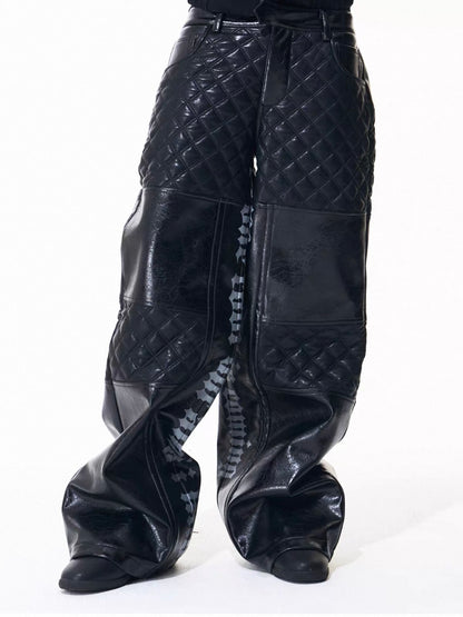 FOURTH3EX PU Leather Wide Pants
