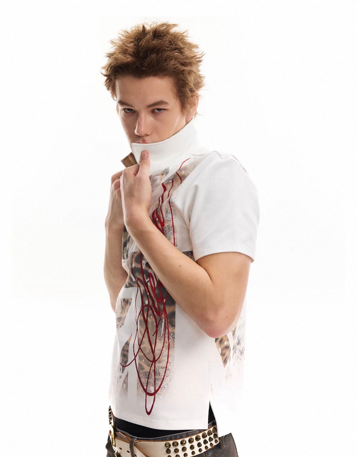 Leopard Print Graphic Polo Shirt