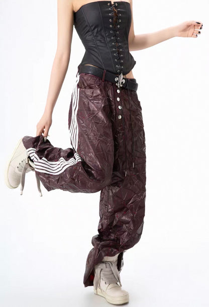 99CLUB クラックレザー ワイドパンツ 5本ライン SELFISH