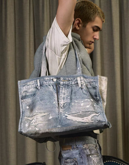 WANNA LAB Denim Print  Bag