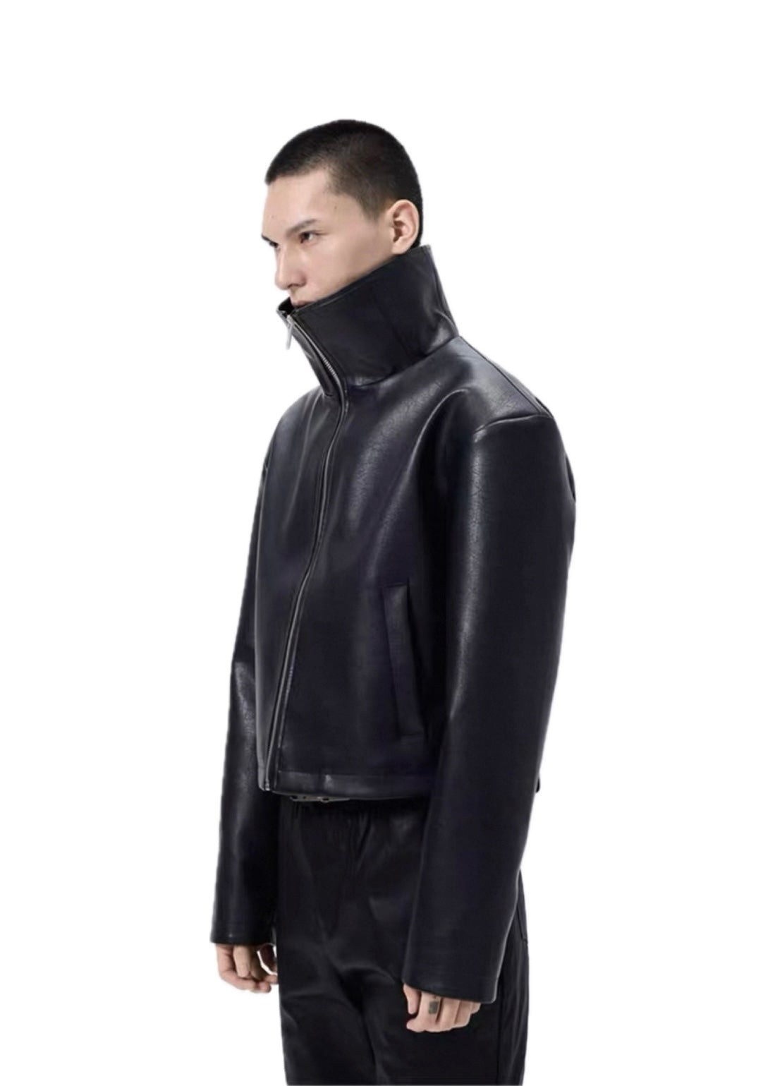 FRKM SCD High Neck PU Leather Jacket