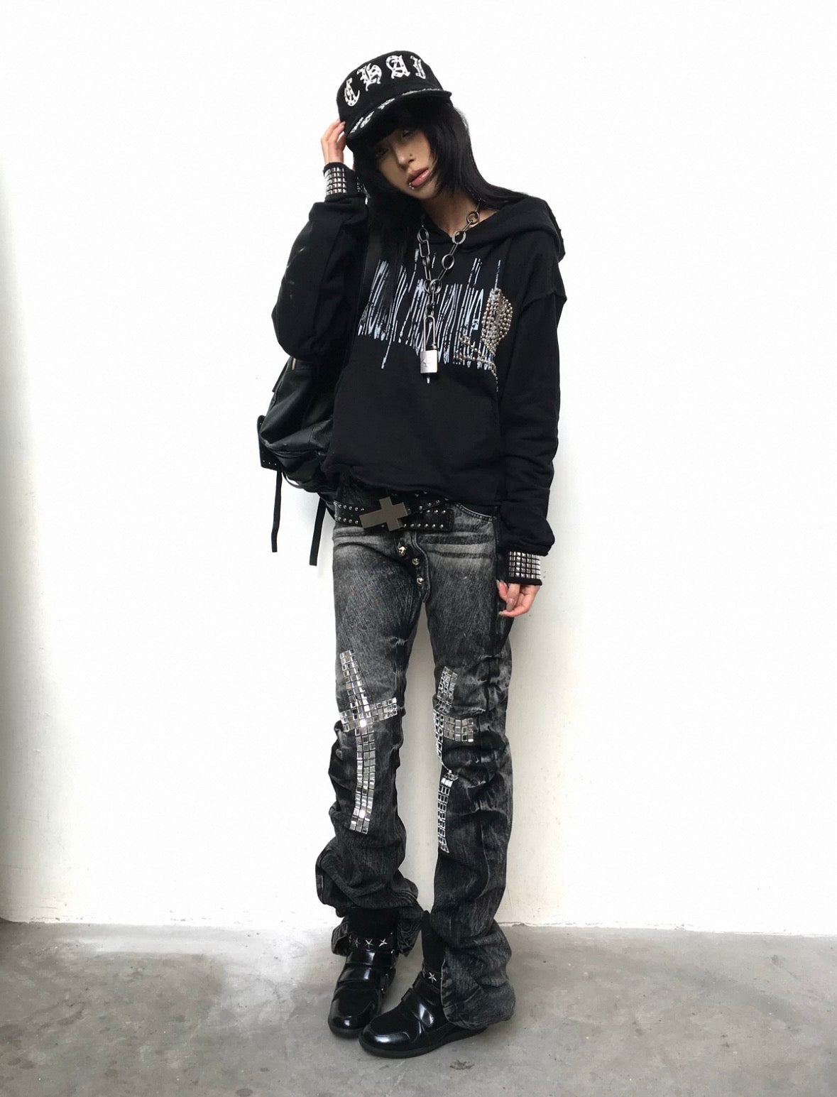 EZWIK Studs Cross Hoodie