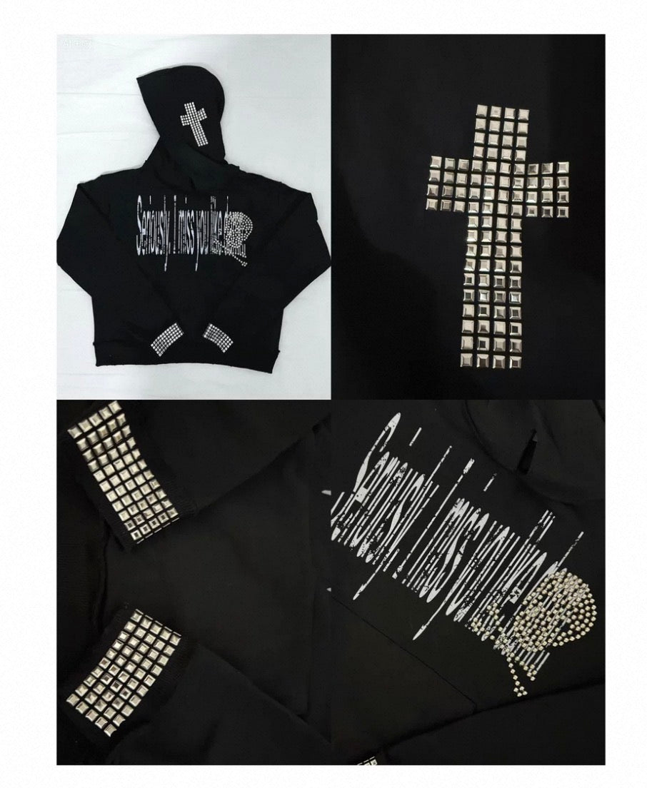 EZWIK Studs Cross Hoodie