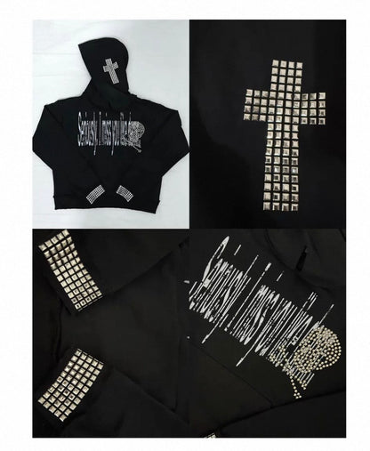 EZWIK Studs Cross Hoodie