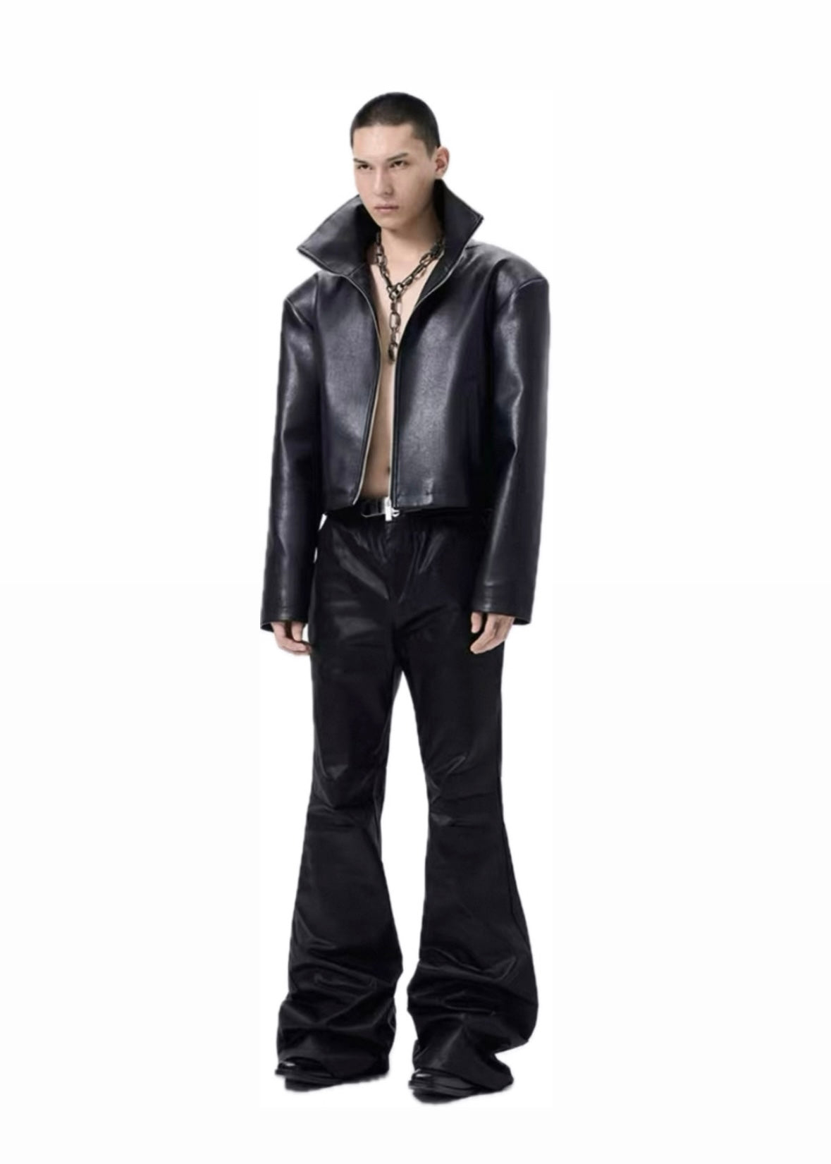 FRKM SCD High Neck PU Leather Jacket