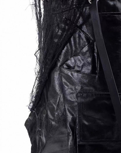 VANGUARDIA PU leather long half pants