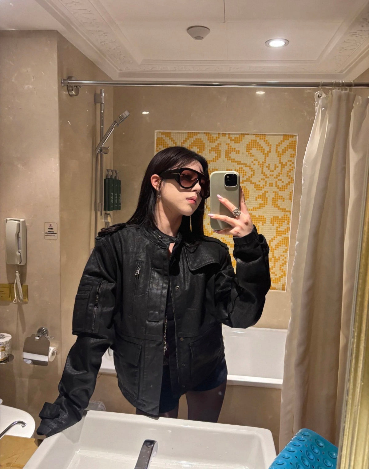 Black M65 Inspired Cropped Padded Denim Jacket