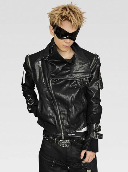 ATANOTHINGNESS Cross PU leather Jacket