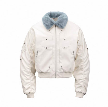 PAIKI PU Leather Bomber Jacket