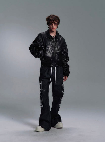 PAIKI PU Leather Bomber Jacket