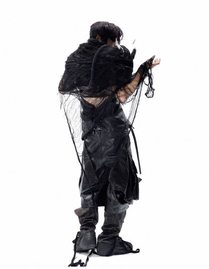 VANGUARDIA PU leather long half pants
