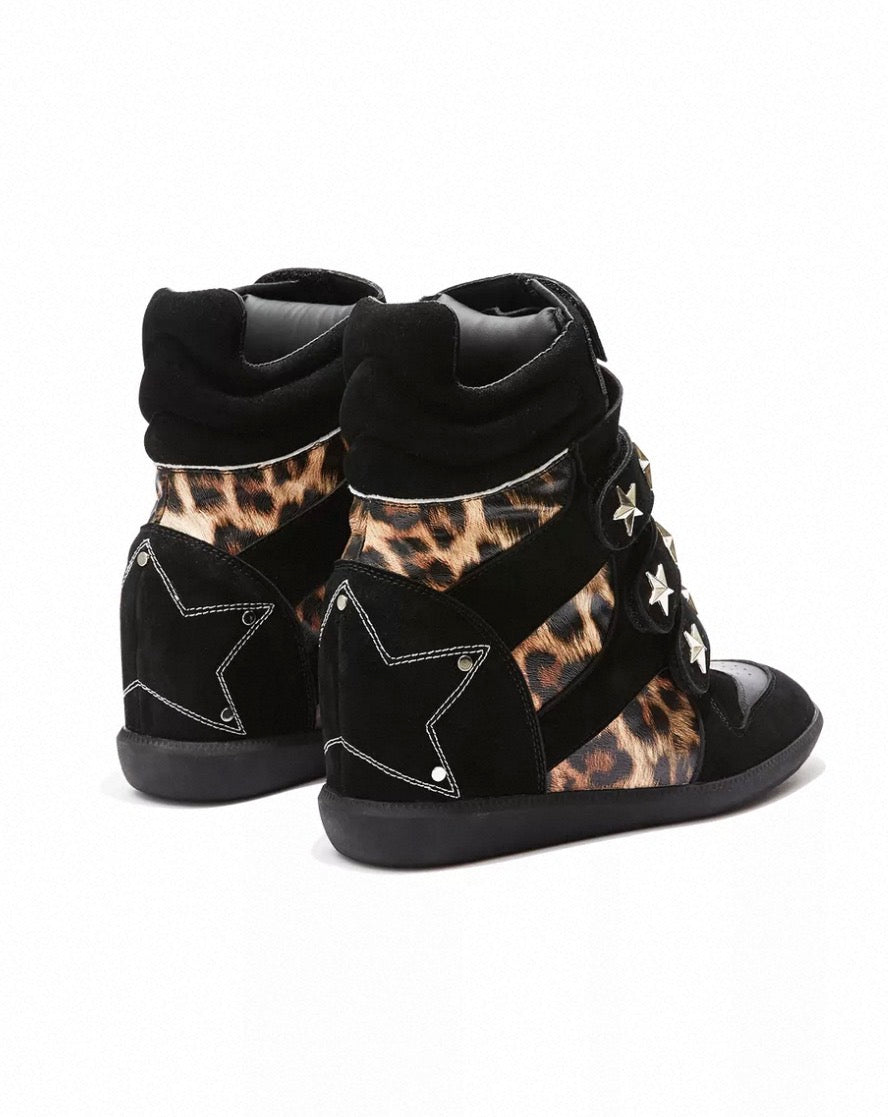 Vintage Leopard Platform Sneakers