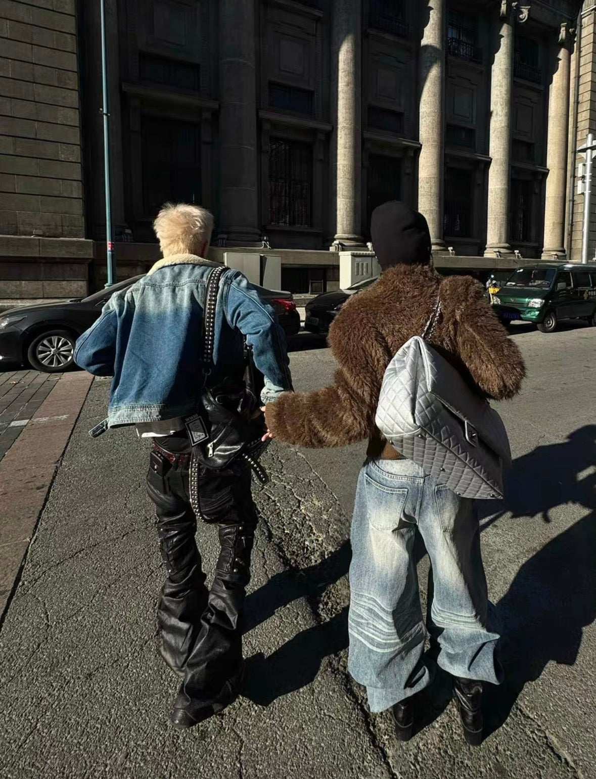 YOUWILLKNOW PU Lether Technical Flare Pants