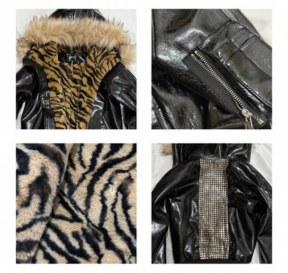 UCAN'TBELIKEME PU Leather Far Jacket