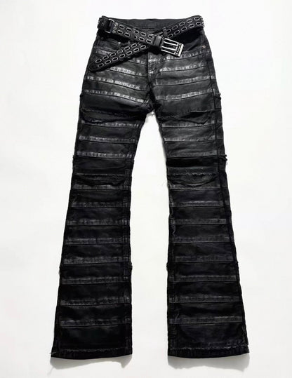 VTPIONEER Distressed Rib Flare Jeans
