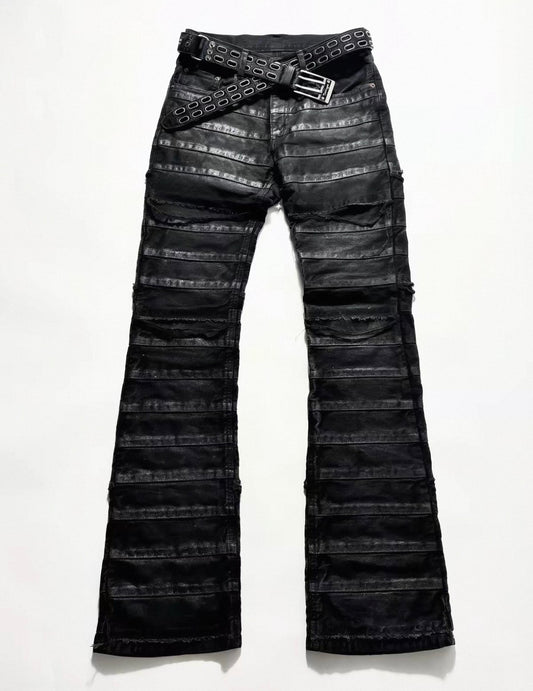 VTPIONEER Distressed Rib Flare Jeans Pants