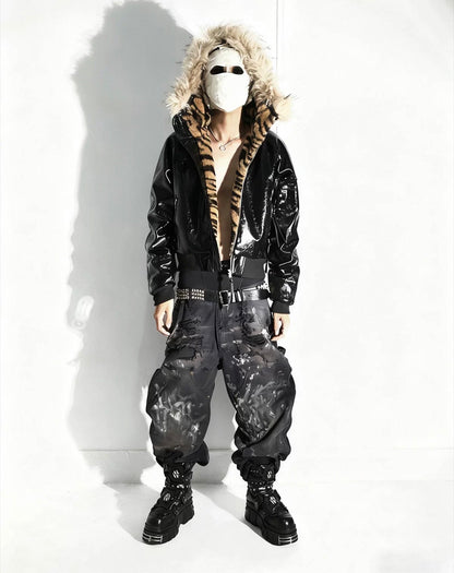 UCAN'TBELIKEME PU Leather Far Jacket