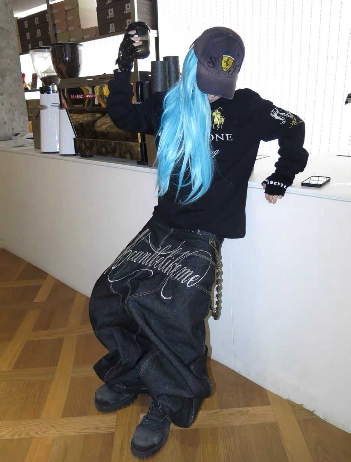 UCANTBELIKEME Back Logo Baggy Denim
