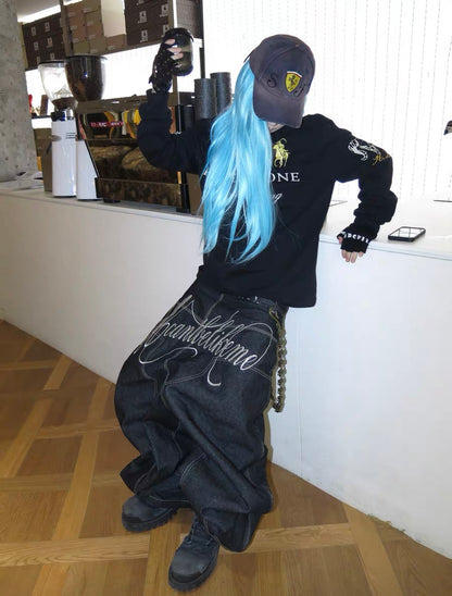 UCANTBELIKEME Back Logo Baggy Denim