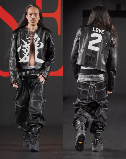 Cropped Padded Faux Leather Jacket