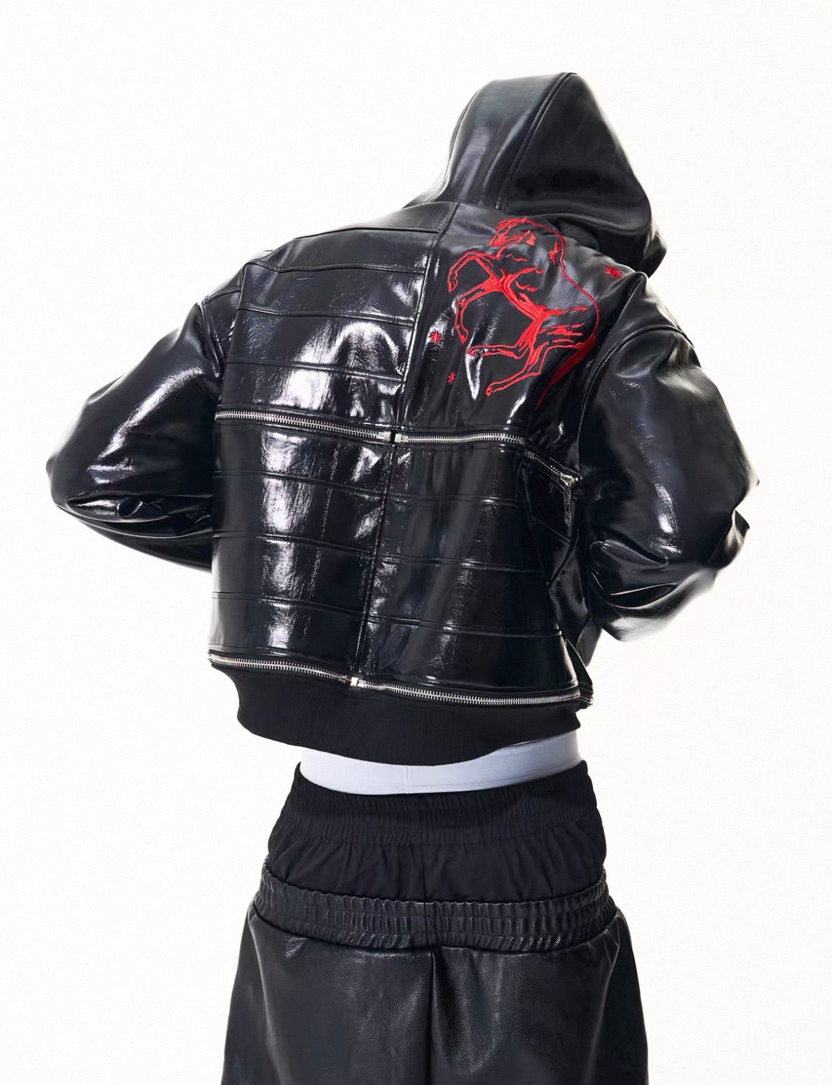 FOURTH3EX PU Leather Short Jacket